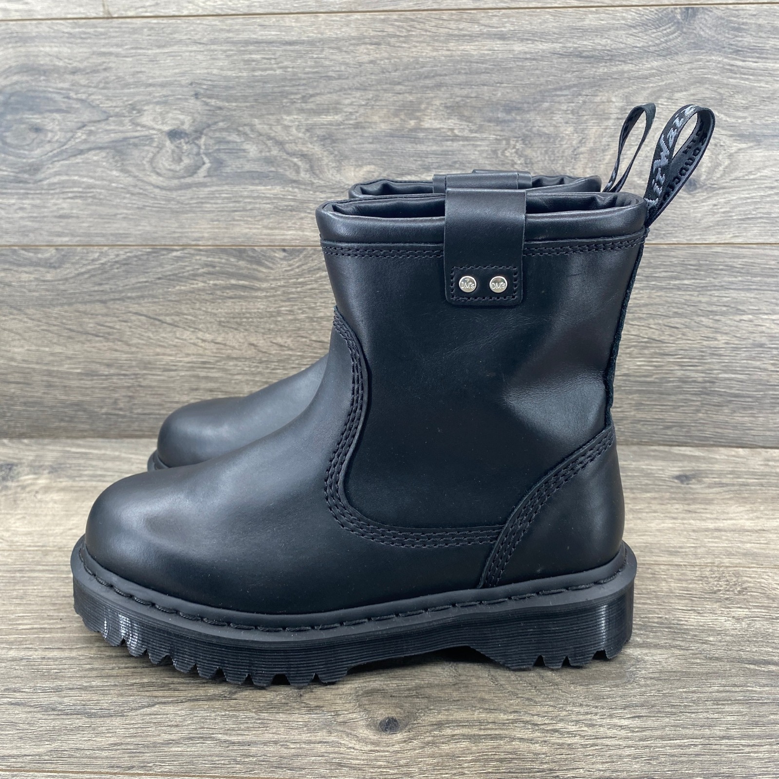 Dr Martens Anistone Lo Black Leather Pull On Boots Women Us 8 Uk 6 Eu 39